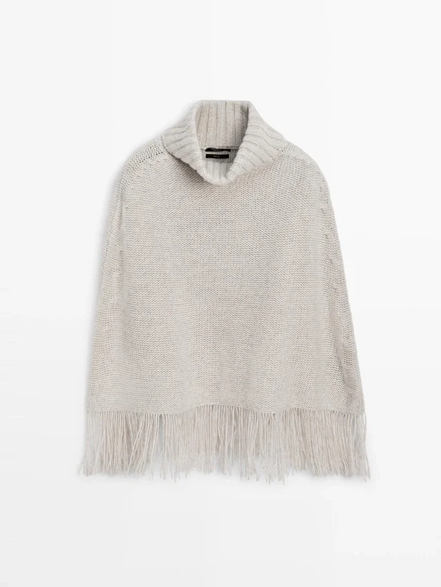 100 % Wolle Cape mit Fransen 100 % Wolle Cape mit Fransen