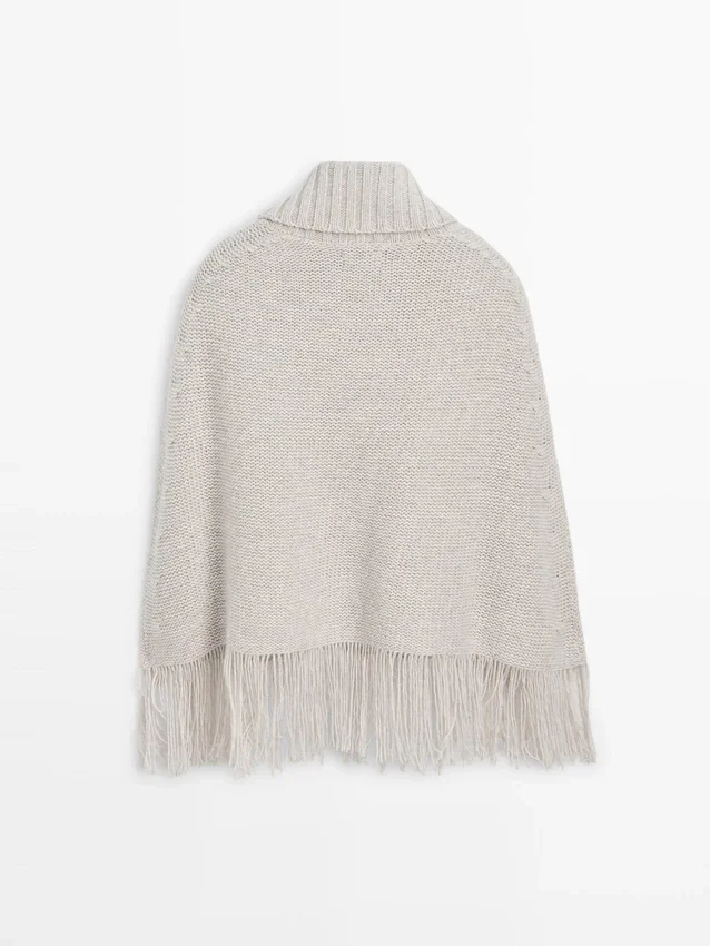 100 % Wolle Cape mit Fransen 100 % Wolle Cape mit Fransen