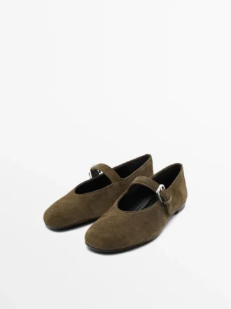 Ballerinas aus Spaltleder Ballerinas aus Spaltleder