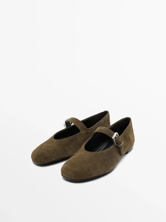 Ballerinas aus Spaltleder Ballerinas aus Spaltleder