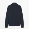 Baumwoll-Pullover mit Stehkragen und Reißverschluss