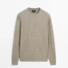 Baumwoll-Pullover mit Zopfmuster Baumwoll-Pullover mit Zopfmuster