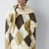 Baumwoll-Strick-Pullover mit Argyle-Muster Baumwoll-Strick-Pullover mit Argyle-Muster