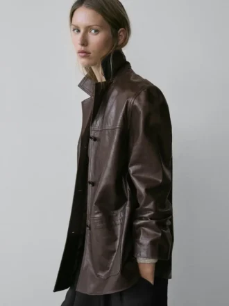 Blazer aus Nappaleder mit Knöpfen Blazer aus Nappaleder mit Knöpfen