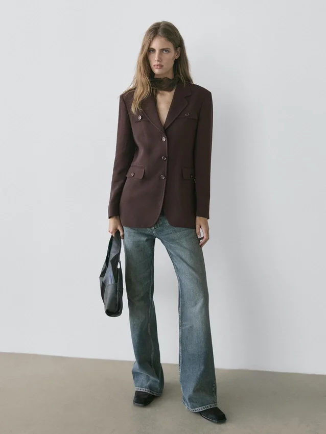 Blazer mit Taschen und Reverskragen Blazer mit Taschen und Reverskragen