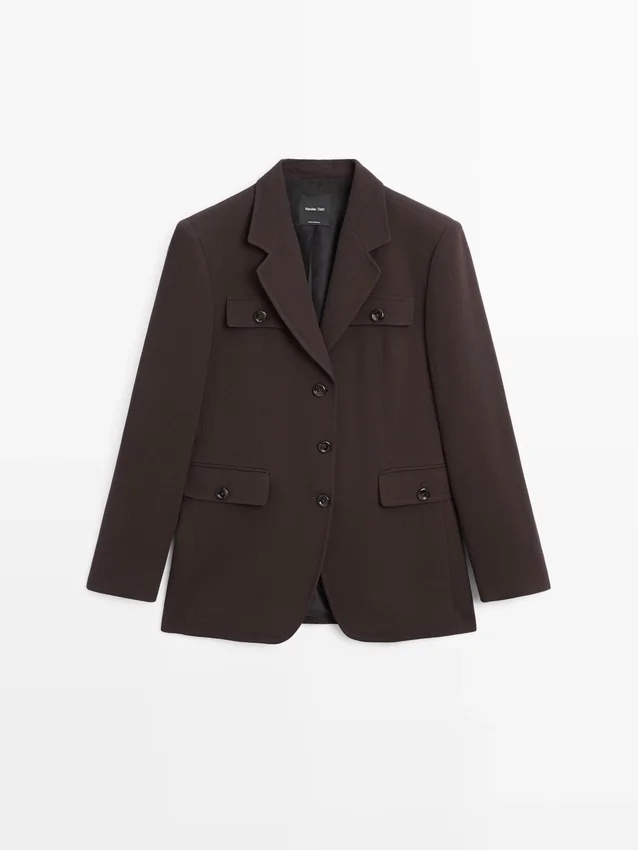 Blazer mit Taschen und Reverskragen Blazer mit Taschen und Reverskragen