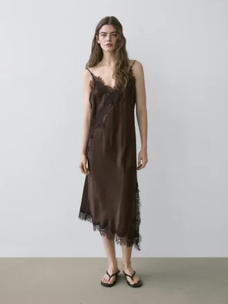 Camisole-Kleid mit Spitzendetails