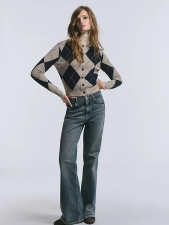 Cardigan aus Baumwollmischung mit Argyle-Muster Cardigan aus Baumwollmischung mit Argyle-Muster