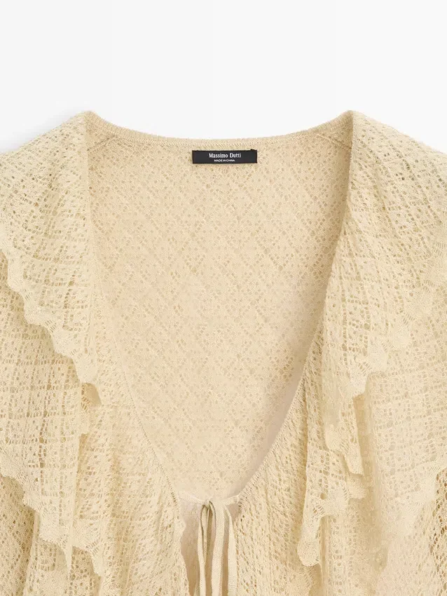 Cardigan aus Leinenmischung mit Rüschendetails Cardigan aus Leinenmischung mit Rüschendetails