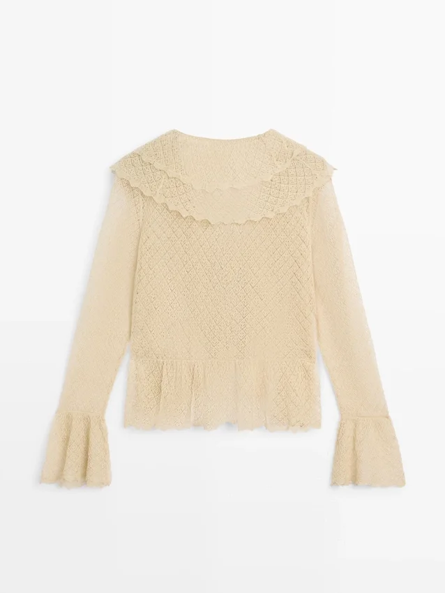 Cardigan aus Leinenmischung mit Rüschendetails Cardigan aus Leinenmischung mit Rüschendetails