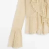 Cardigan aus Leinenmischung mit Rüschendetails Cardigan aus Leinenmischung mit Rüschendetails