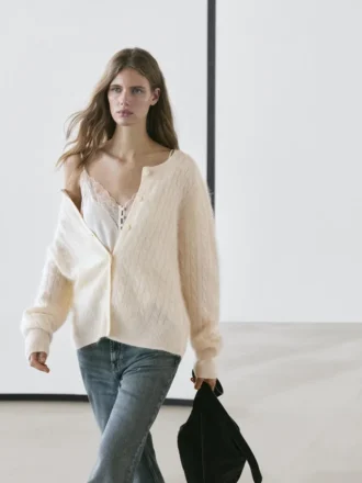 Cardigan aus Wolle mit Zopfmuster