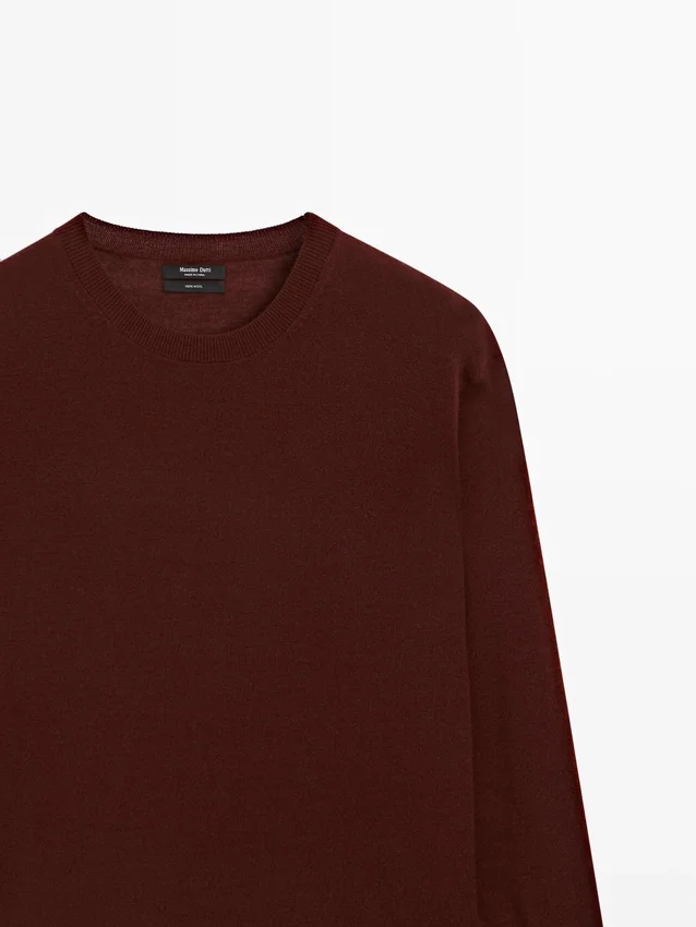 Feinstrick-Pullover mit Rundhalsausschnitt aus 100 % Wolle Feinstrick-Pullover mit Rundhalsausschnitt aus 100 % Wolle