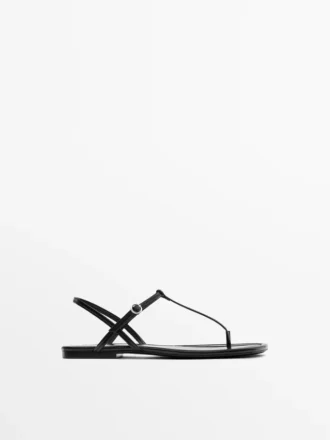 Flache Riemchensandalen mit Zehentrenner