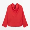 Fließende Bluse mit drapiertem Kragen Fließende Bluse mit drapiertem Kragen