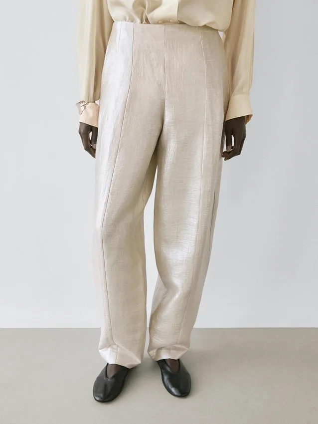 Fließende Metallic-Leinen-Hose Fließende Metallic-Leinen-Hose