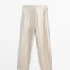Fließende Metallic-Leinen-Hose Fließende Metallic-Leinen-Hose