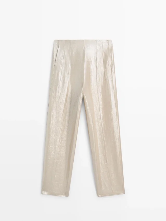 Fließende Metallic-Leinen-Hose Fließende Metallic-Leinen-Hose