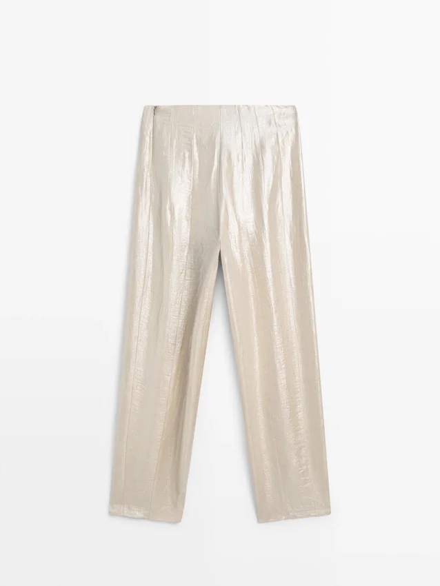 Fließende Metallic-Leinen-Hose Fließende Metallic-Leinen-Hose