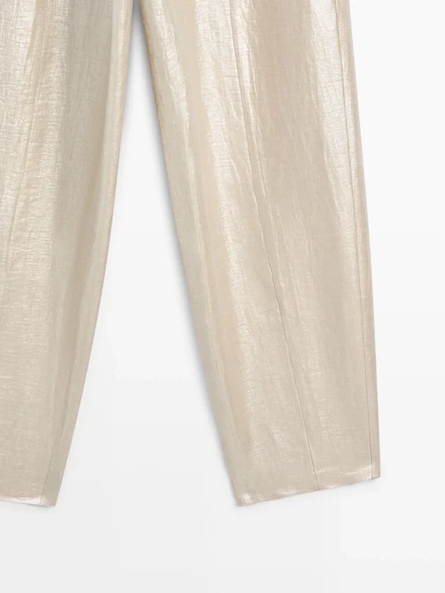 Fließende Metallic-Leinen-Hose Fließende Metallic-Leinen-Hose