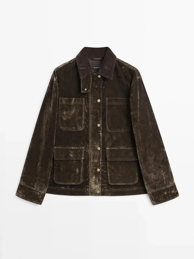 Flock-Jeansjacke mit Kragen Flock-Jeansjacke mit Kragen