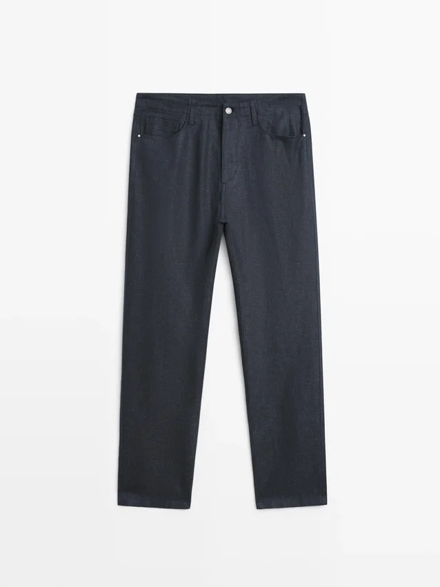 Fünf-Taschen-Hose aus Baumwolle und Leinen Fünf-Taschen-Hose aus Baumwolle und Leinen