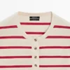 Gestreifter Henley-Pullover aus Baumwollstrick Gestreifter Henley-Pullover aus Baumwollstrick