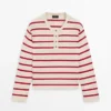 Gestreifter Henley-Pullover aus Baumwollstrick Gestreifter Henley-Pullover aus Baumwollstrick