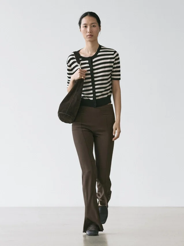 Gestreifter Kurzarm-Strick-Cardigan Gestreifter Kurzarm-Strick-Cardigan