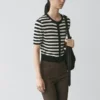 Gestreifter Kurzarm-Strick-Cardigan Gestreifter Kurzarm-Strick-Cardigan