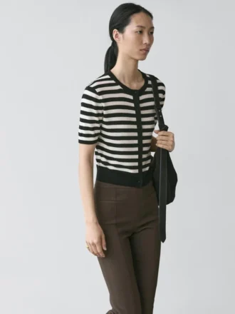 Gestreifter Kurzarm-Strick-Cardigan