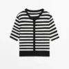 Gestreifter Kurzarm-Strick-Cardigan Gestreifter Kurzarm-Strick-Cardigan