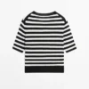 Gestreifter Kurzarm-Strick-Cardigan Gestreifter Kurzarm-Strick-Cardigan