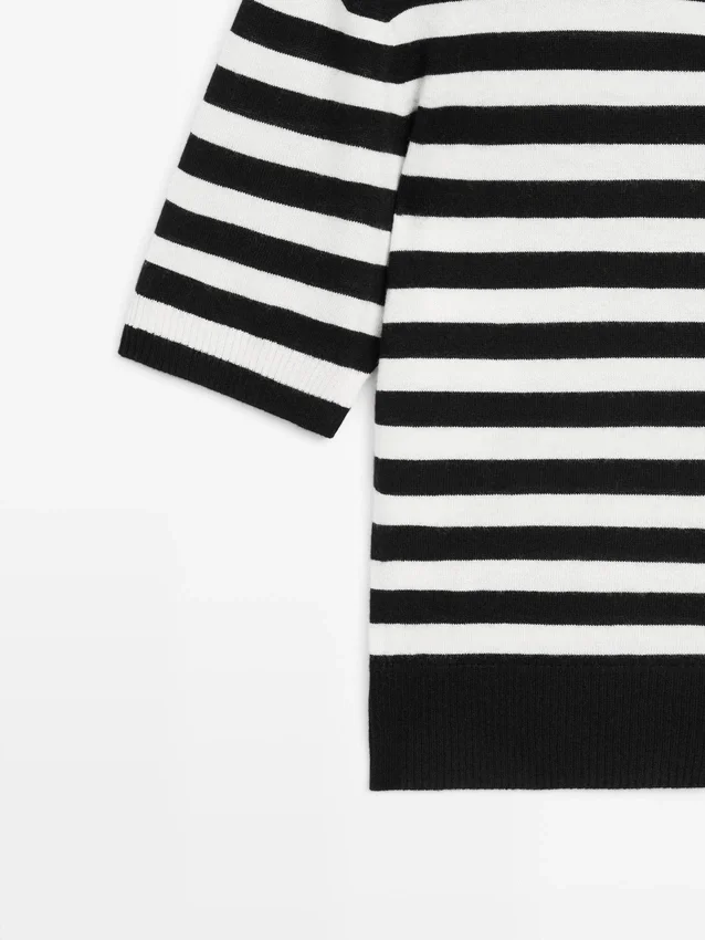 Gestreifter Kurzarm-Strick-Cardigan Gestreifter Kurzarm-Strick-Cardigan