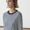 Gestreifter Strickpullover aus Baumwolle und Seide Gestreifter Strickpullover aus Baumwolle und Seide