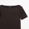 Gestreiftes Kurzarm-T-Shirt mit U-Boot-Ausschnitt Gestreiftes Kurzarm-T-Shirt mit U-Boot-Ausschnitt