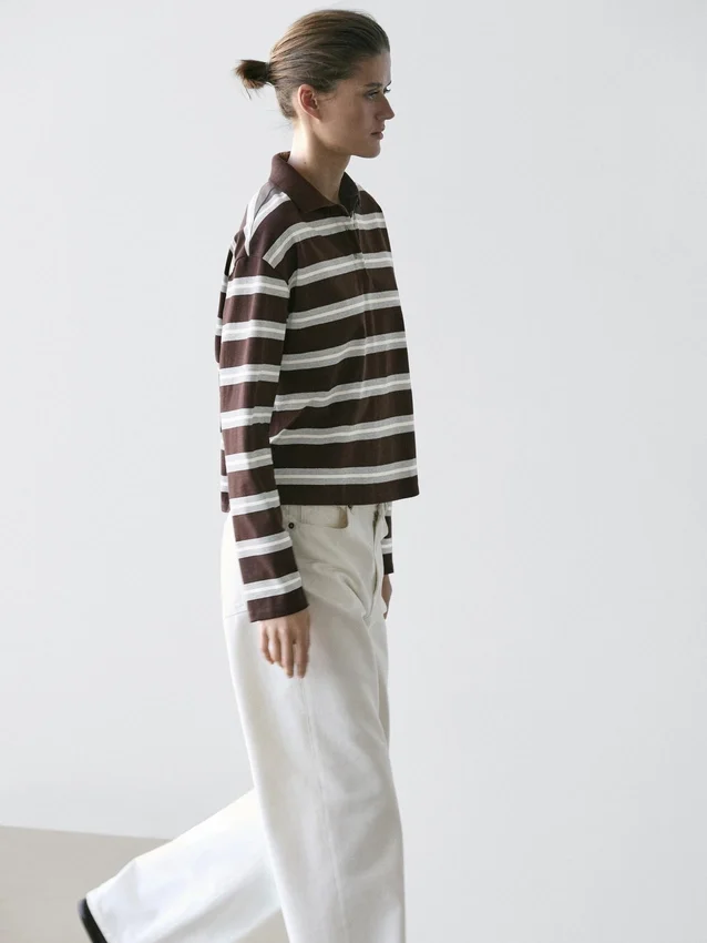 Gestreiftes Langarm-Poloshirt aus Baumwolle Gestreiftes Langarm-Poloshirt aus Baumwolle
