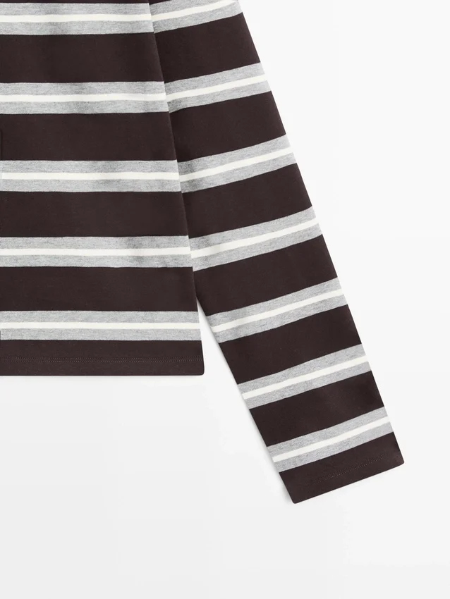 Gestreiftes Langarm-Poloshirt aus Baumwolle Gestreiftes Langarm-Poloshirt aus Baumwolle