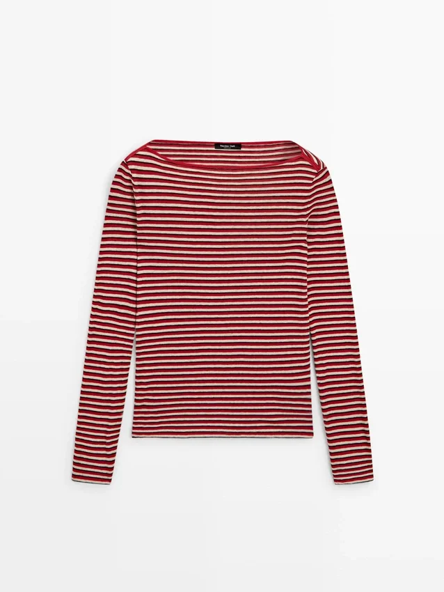 Gestreiftes Langarm-T-Shirt Gestreiftes Langarm-T-Shirt