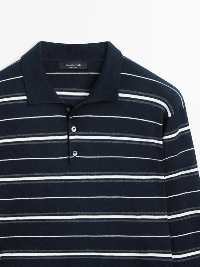 Gestreiftes Poloshirt aus Baumwollmischung Gestreiftes Poloshirt aus Baumwollmischung