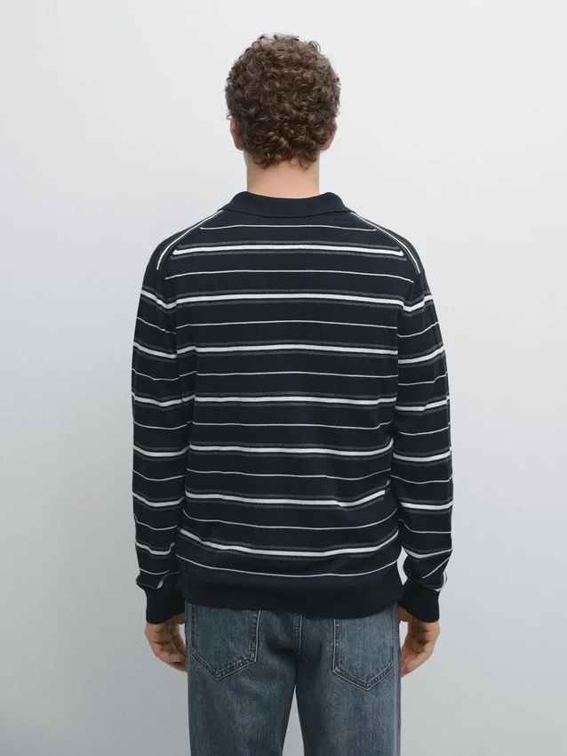 Gestreiftes Poloshirt aus Baumwollmischung Gestreiftes Poloshirt aus Baumwollmischung