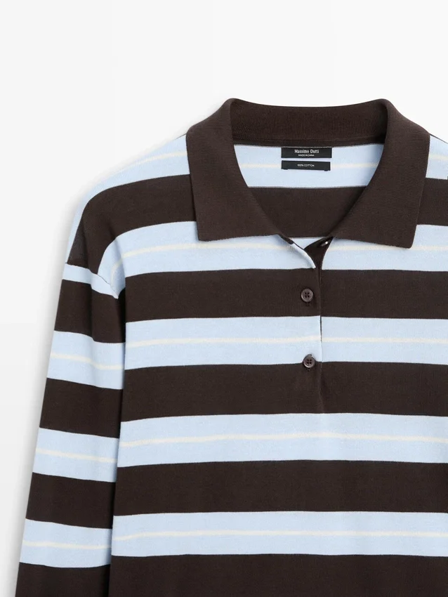 Gestreiftes Poloshirt aus Baumwollstrick Gestreiftes Poloshirt aus Baumwollstrick