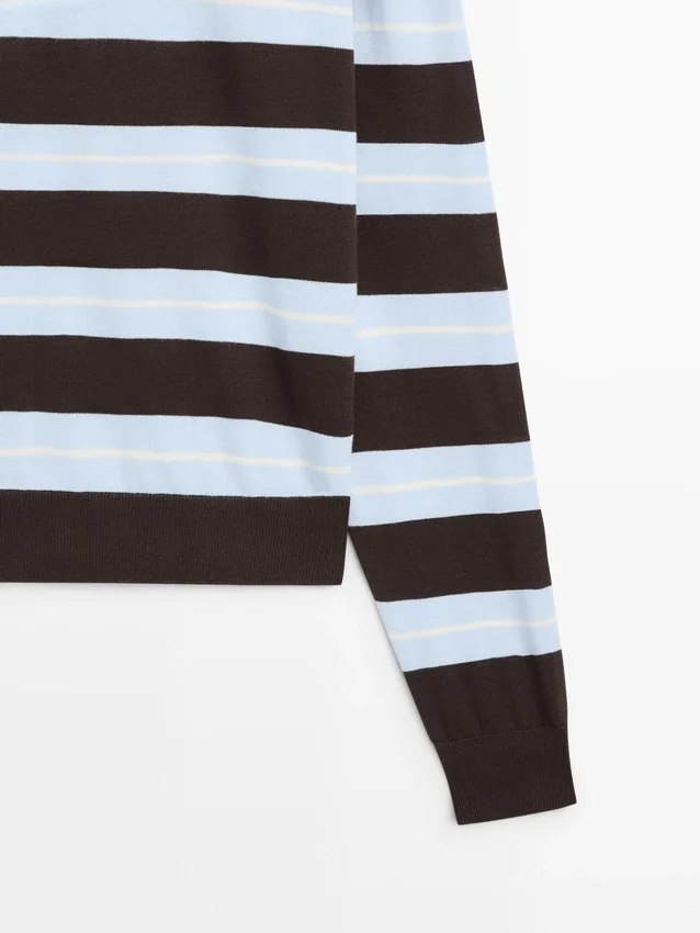 Gestreiftes Poloshirt aus Baumwollstrick Gestreiftes Poloshirt aus Baumwollstrick
