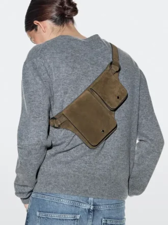 Gürteltasche aus Spaltleder mit zwei Fächern