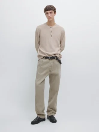 Henley-Pullover aus Baumwollstrick Henley-Pullover aus Baumwollstrick