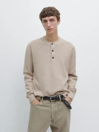 Henley-Pullover aus Baumwollstrick Henley-Pullover aus Baumwollstrick