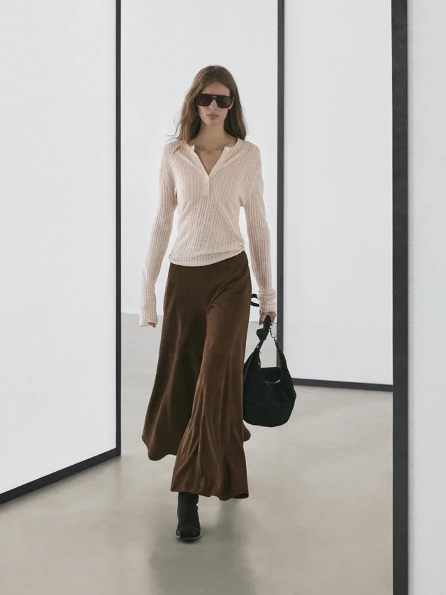 Henley-Pullover aus Wollmischung mit Cutwork-Verzierung Henley-Pullover aus Wollmischung mit Cutwork-Verzierung