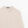 Henley-Pullover aus Wollmischung mit Cutwork-Verzierung Henley-Pullover aus Wollmischung mit Cutwork-Verzierung