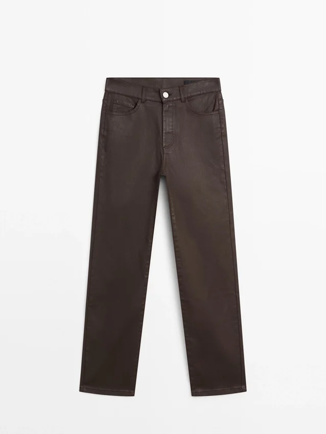 Hoch taillierte, gerade geschnittene, gewachste Hose Hoch taillierte, gerade geschnittene, gewachste Hose