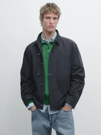 Jacke aus Baumwollmischgewebe mit Knebelverschluss